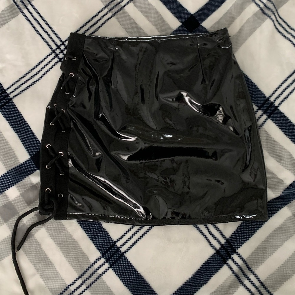 Shein latex black skirt